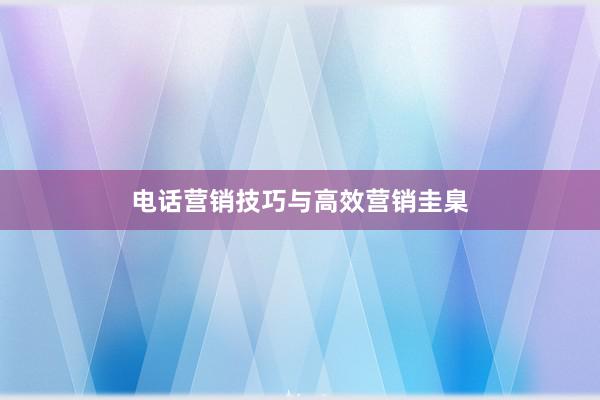 电话营销技巧与高效营销圭臬